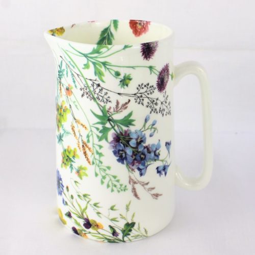 1 pint ceramic jug with meadow flowers, red clover, kingcup, violas and agrimony