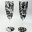 Champagne flute glasses with 17th century world map design, Apollo and hermes & Ares the god of war