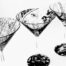 Martini glasses decorated with antique 17th century world map