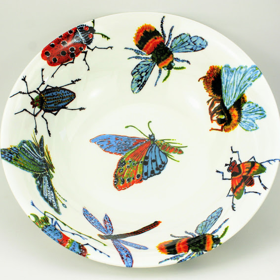 english bone china bowl decorated with beautiful big bug design