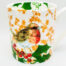 christmas mug, english bone china, Robin red breast with gold holly