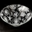 Large glass salad bowls decorated with frosted sea creatures including sea shells, octopus, starfish and crab