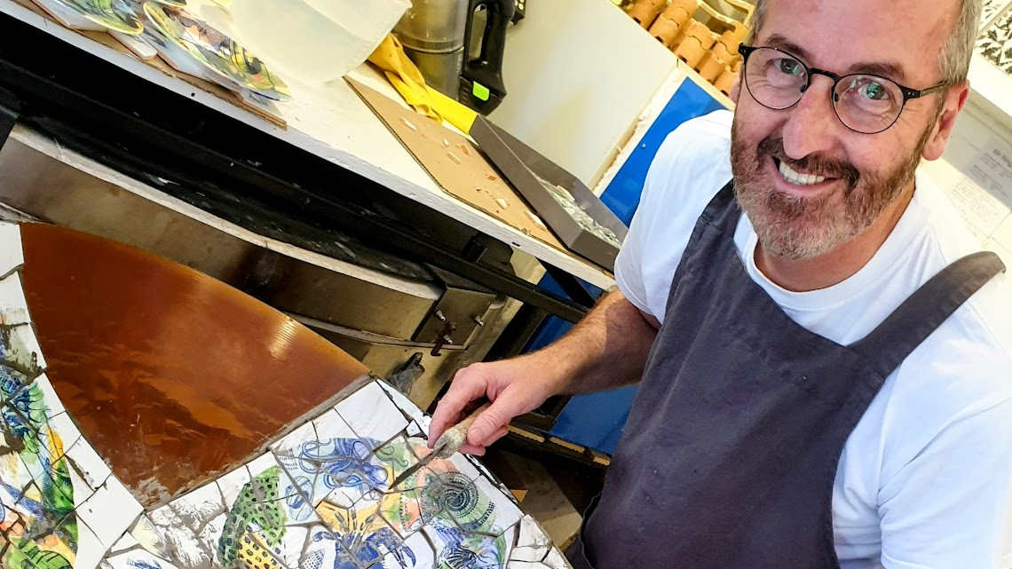 Andy Douglas working in Rob Turner's studio