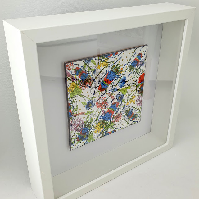 6 inch framed tile 'beettle Garden'
