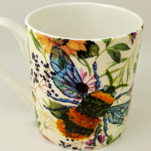 Bone china Mug honey bee and sunflowers