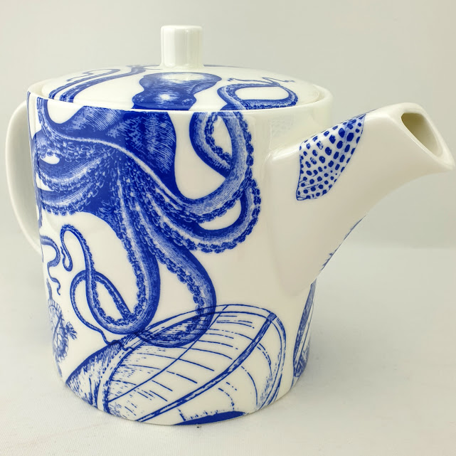 English bone china teapot sea theme design with octopus