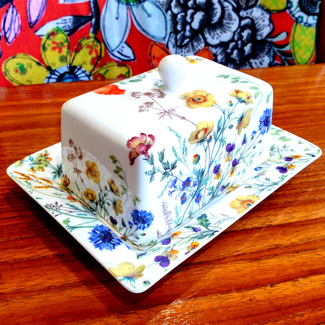Field flower bone china butterdish