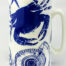 2 pint bone jug, blue and white bone china decorated with crabs and sea shells