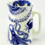 english bone china milk jug with blue and white octopus crabs and sea shells