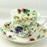 large cup and saucer, English bone china, wild field flowers