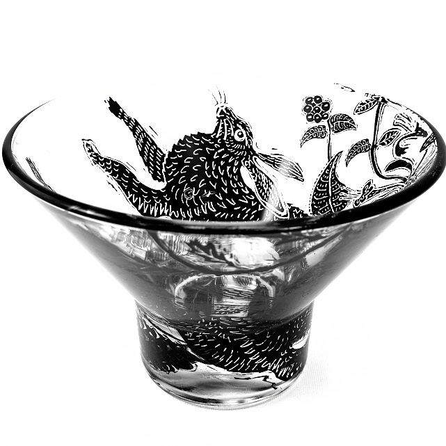 small glass bowl with wild Hare